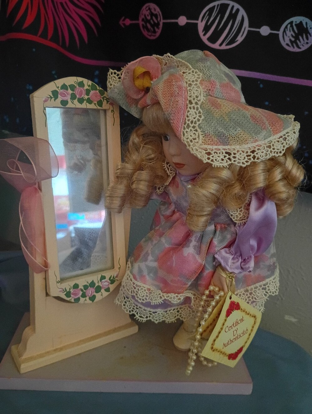 Collectors choice porcelain doll with full length mirror set
